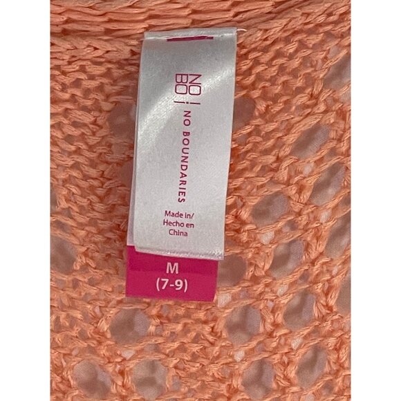 no boundaries cardigan sweater open front knit fringe peach acrylic size 7 READ - Picture 3 of 7